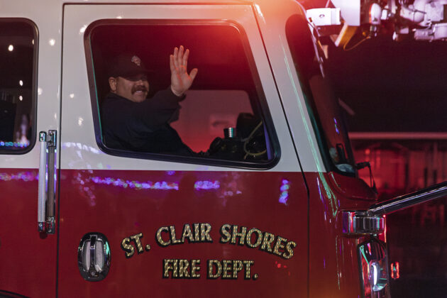 One of St. Clair Shores' firefighters during the Santa parade on December 23, 2025.